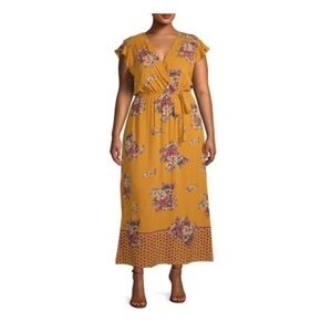 Romantic Gypsy Women's Plus Size 4X Large Floral Border Print Maxi Dress